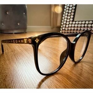 Black Logo Gold Accent Women's Glasses Frames